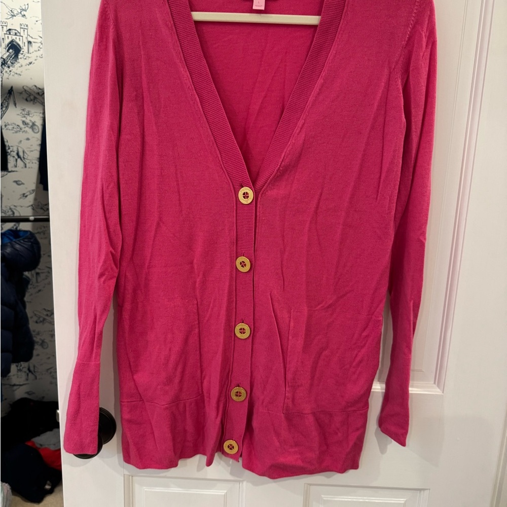 Lilly Pulitzer Pink Cardigan with Button Detail